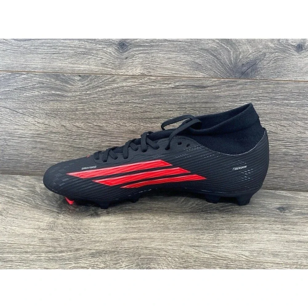New Adidas F50 League MID FG Core Black Lucid Red Soccer Cleats JR9007 Men Sz 11